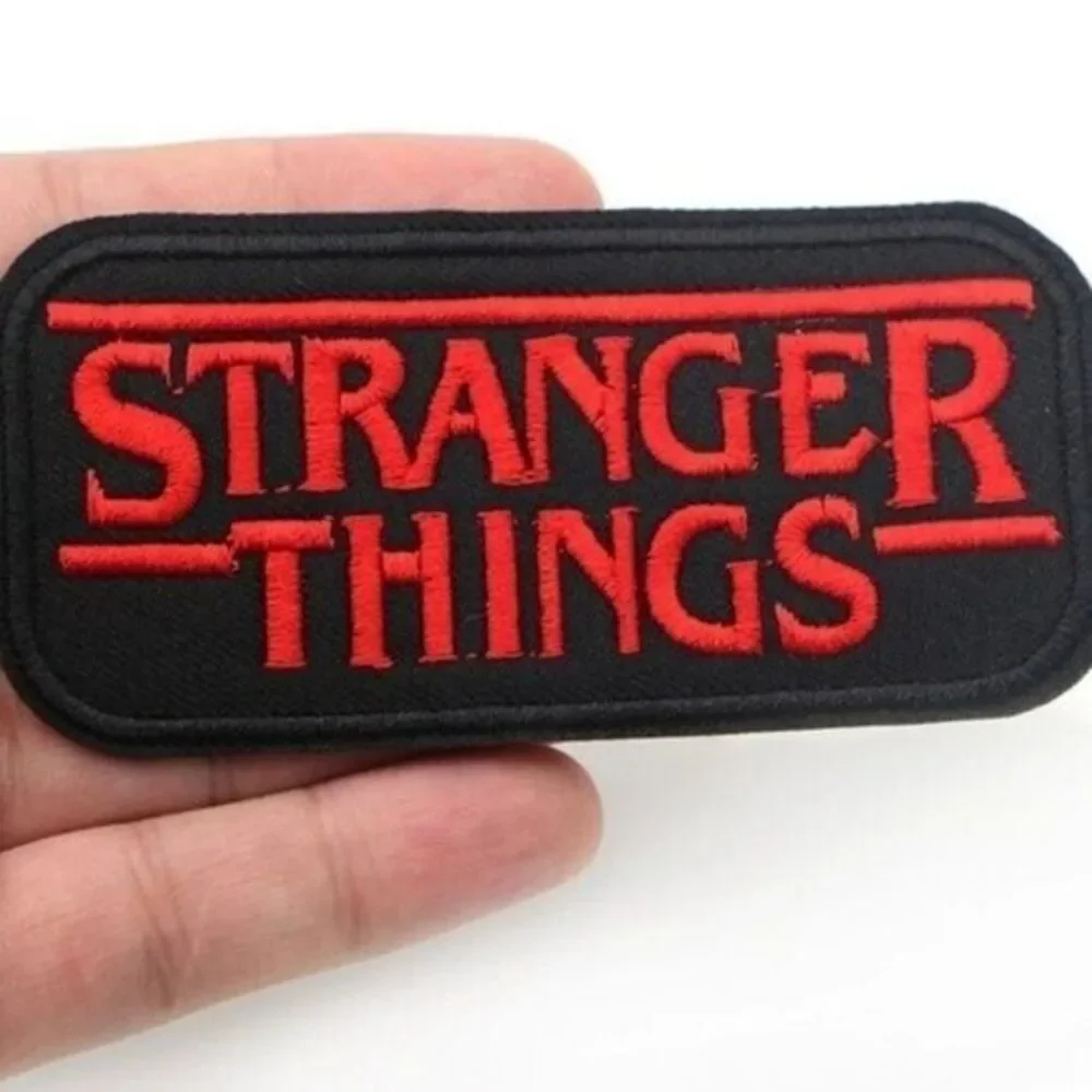 Stranger Things 80s Retro Logo Iron-On Patch Sci Fi Black Red DIY Applique Merch